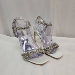 Badgley Mischka Glittering Silver and White Heels